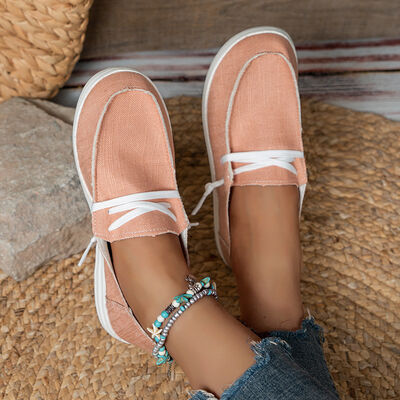Lace Up Round Toe Slip-Ons