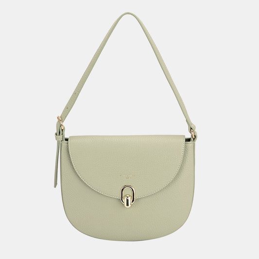 David Jones Metal Buckle Shoulder Bag in PU leather with adjustable strap.