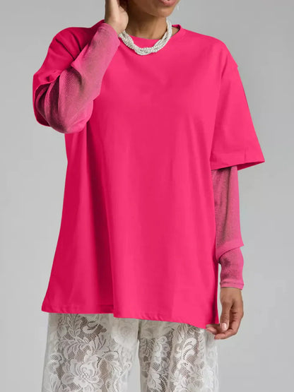 Faux Layered Round Neck