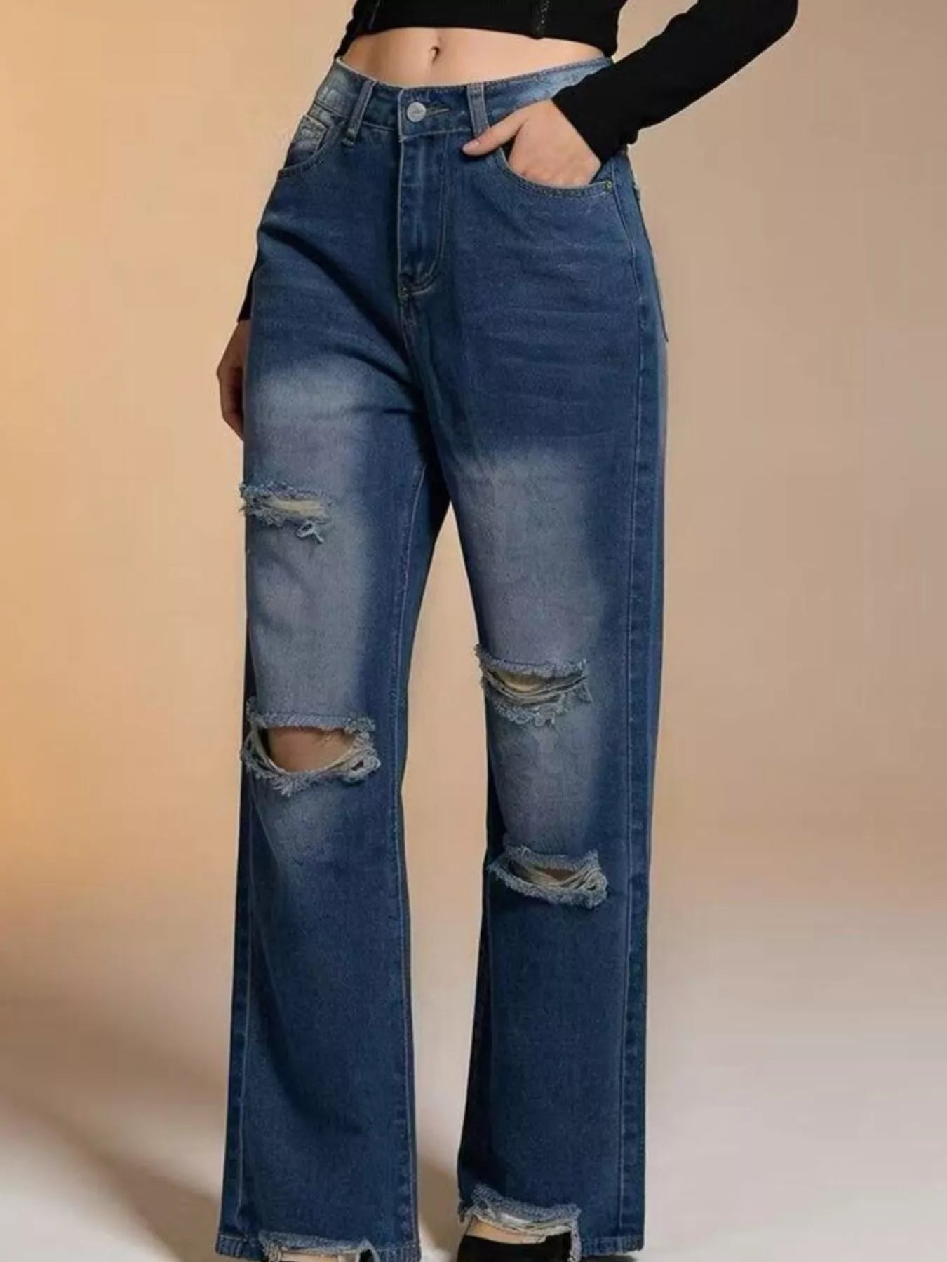 Distressed Wide Leg Jeans