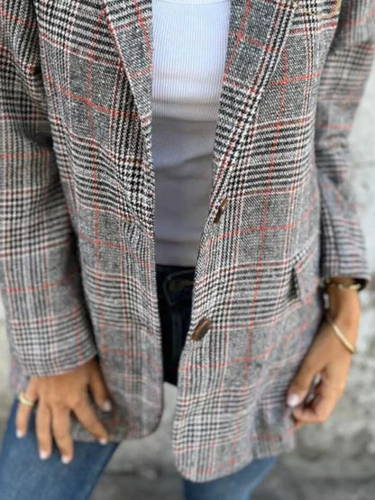 Full Size Plaid Blazer