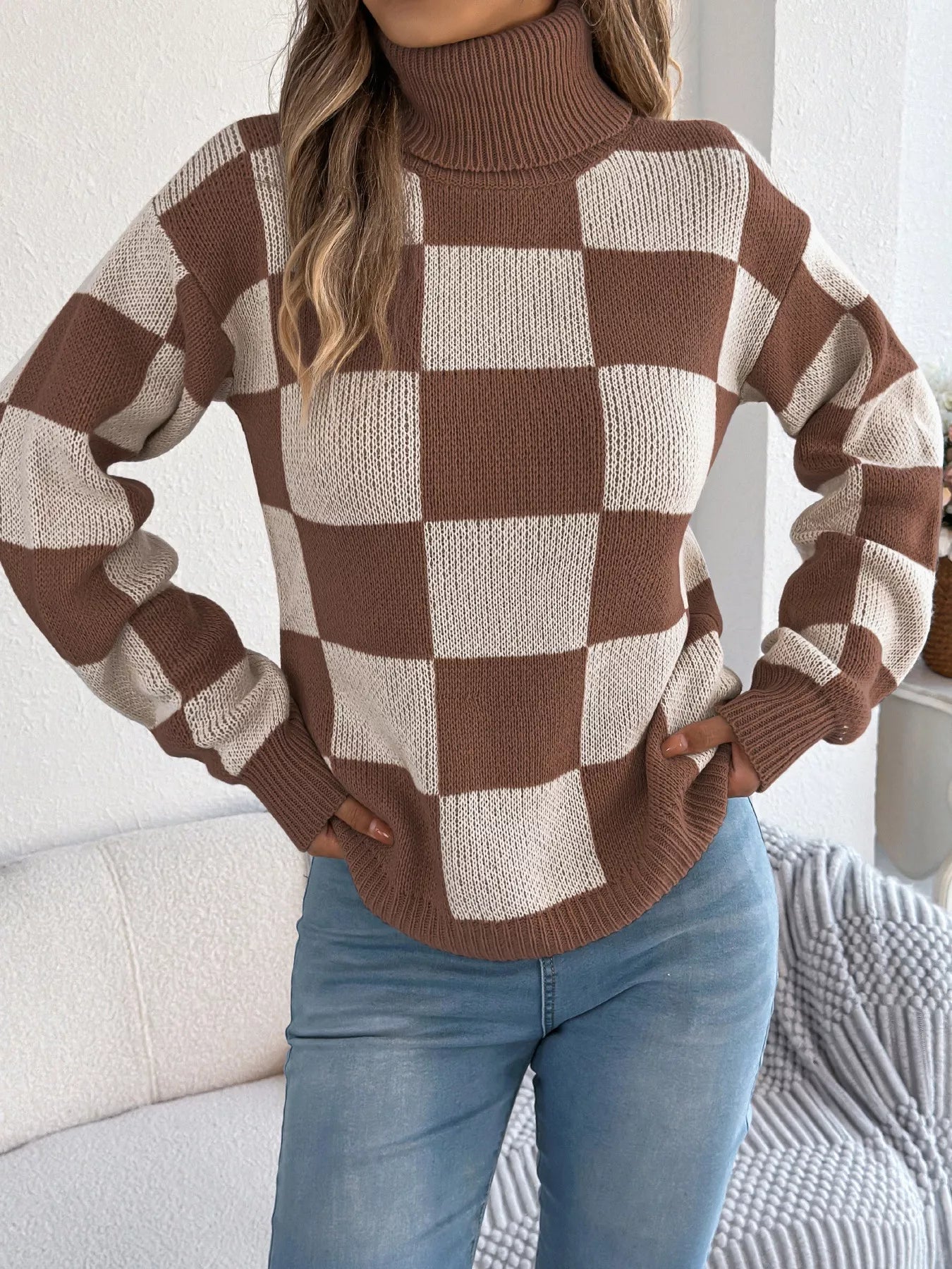 Checkered Turtleneck