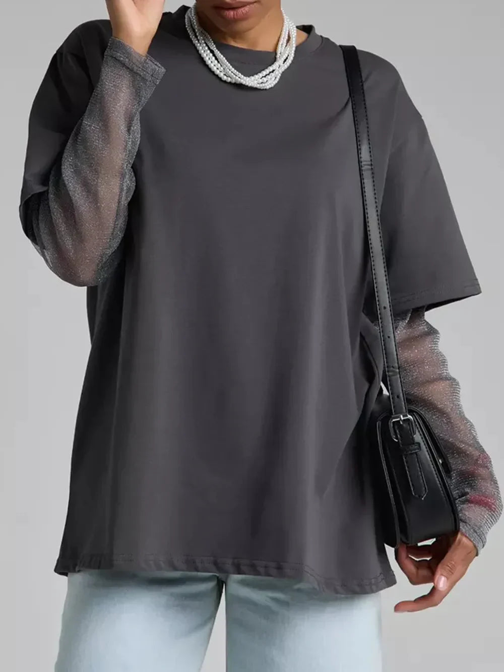 Faux Layered Round Neck