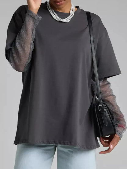 Faux Layered Round Neck