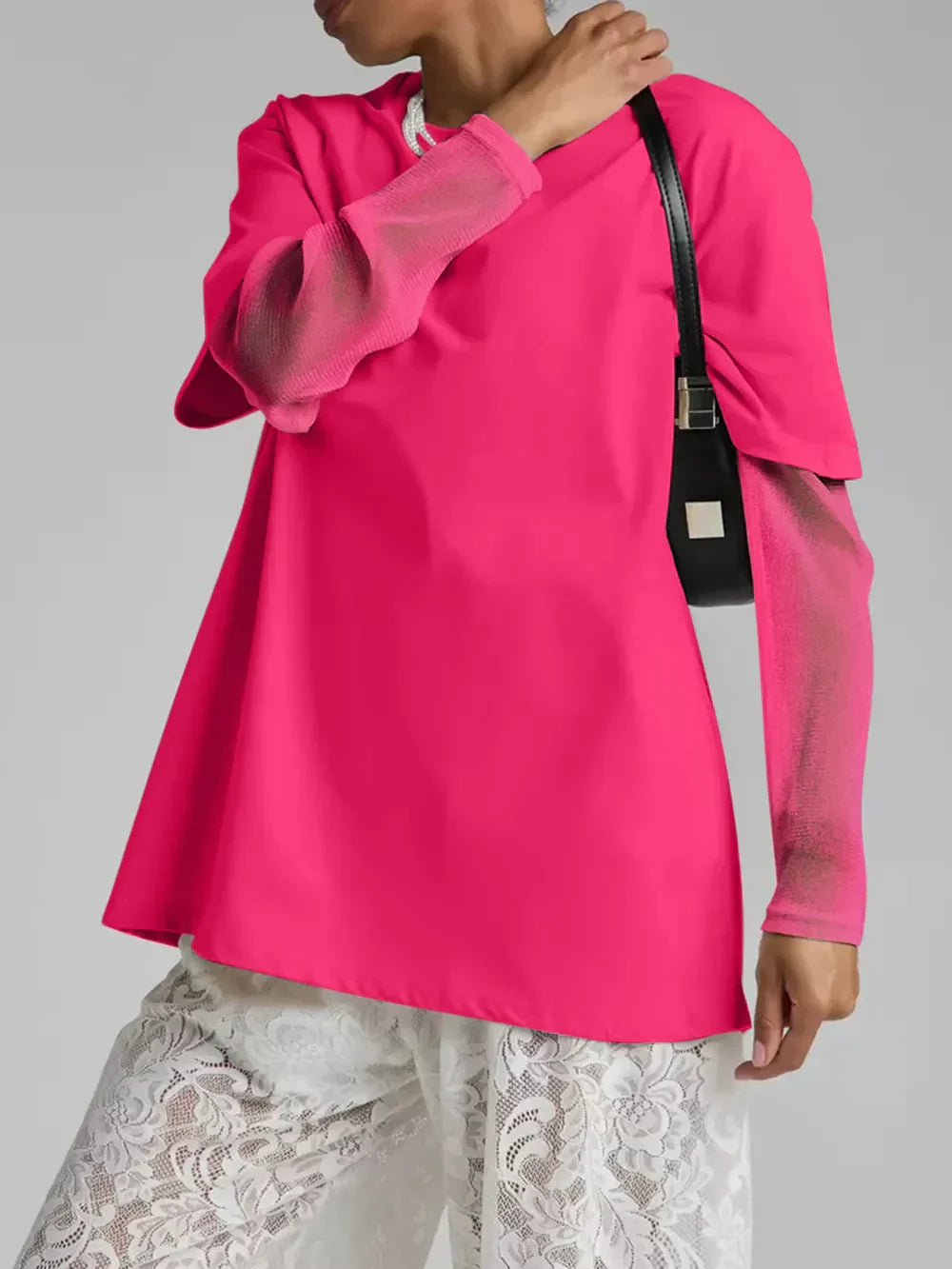 Faux Layered Round Neck