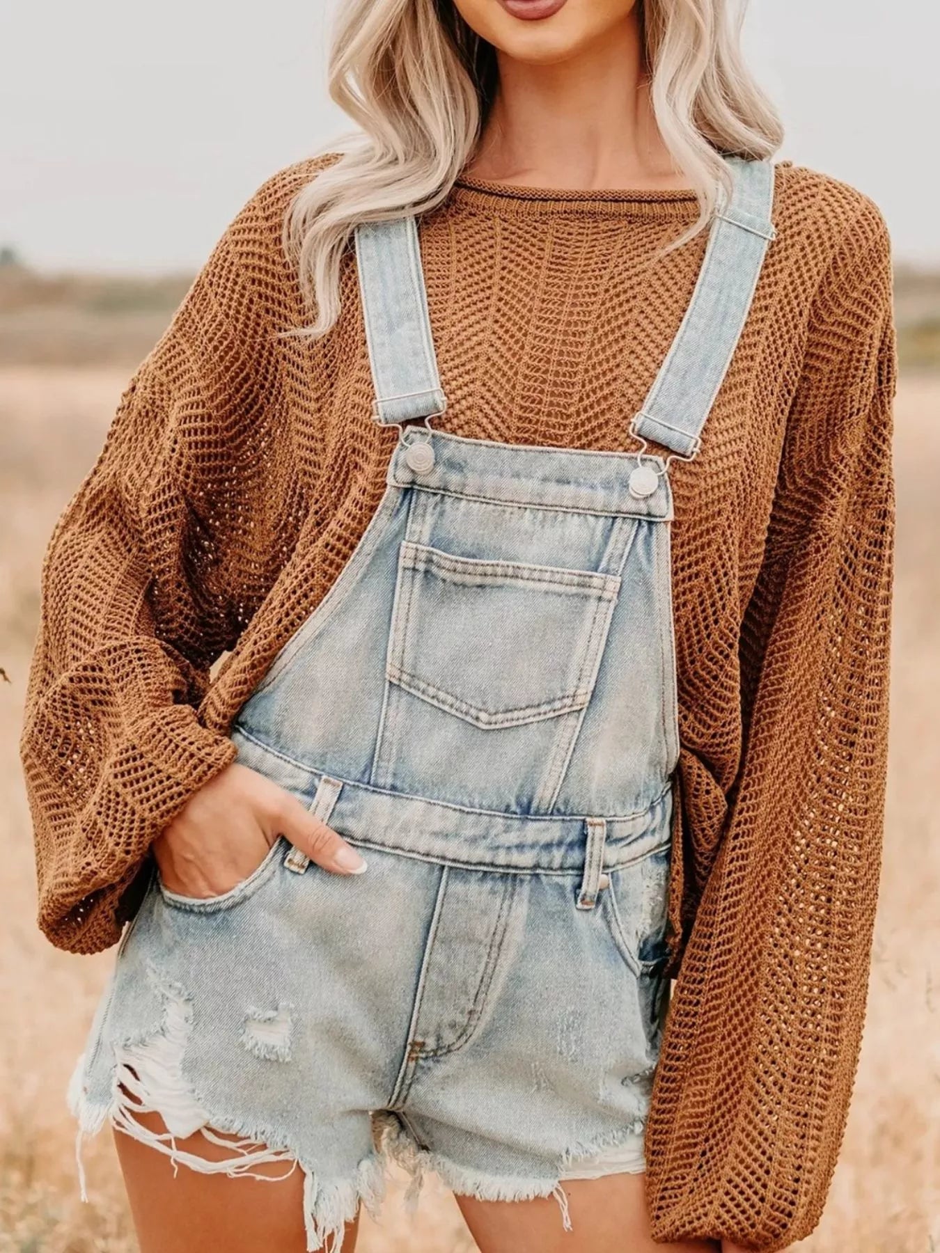 Distressed Denim Overalls