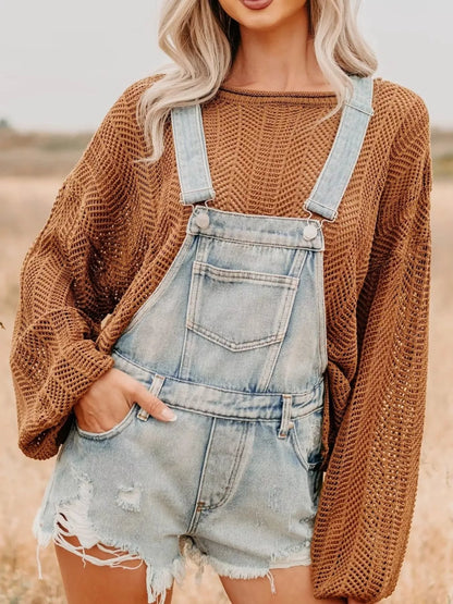Distressed Denim Overalls