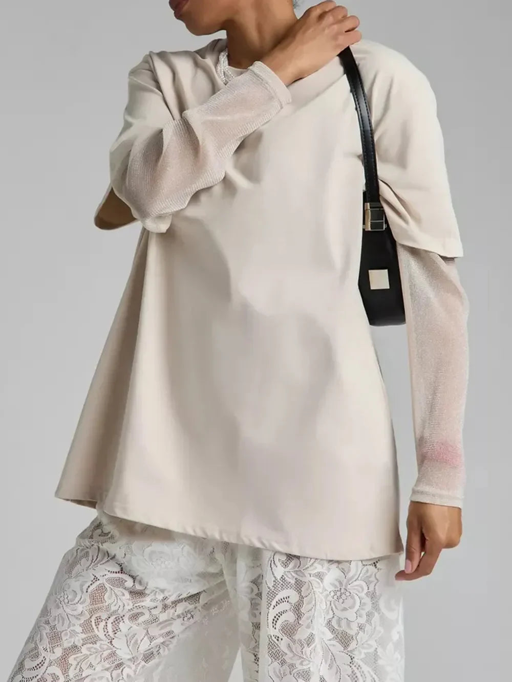 Faux Layered Round Neck