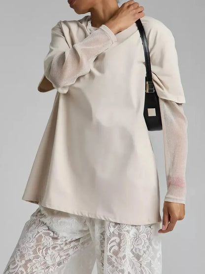 Faux Layered Round Neck
