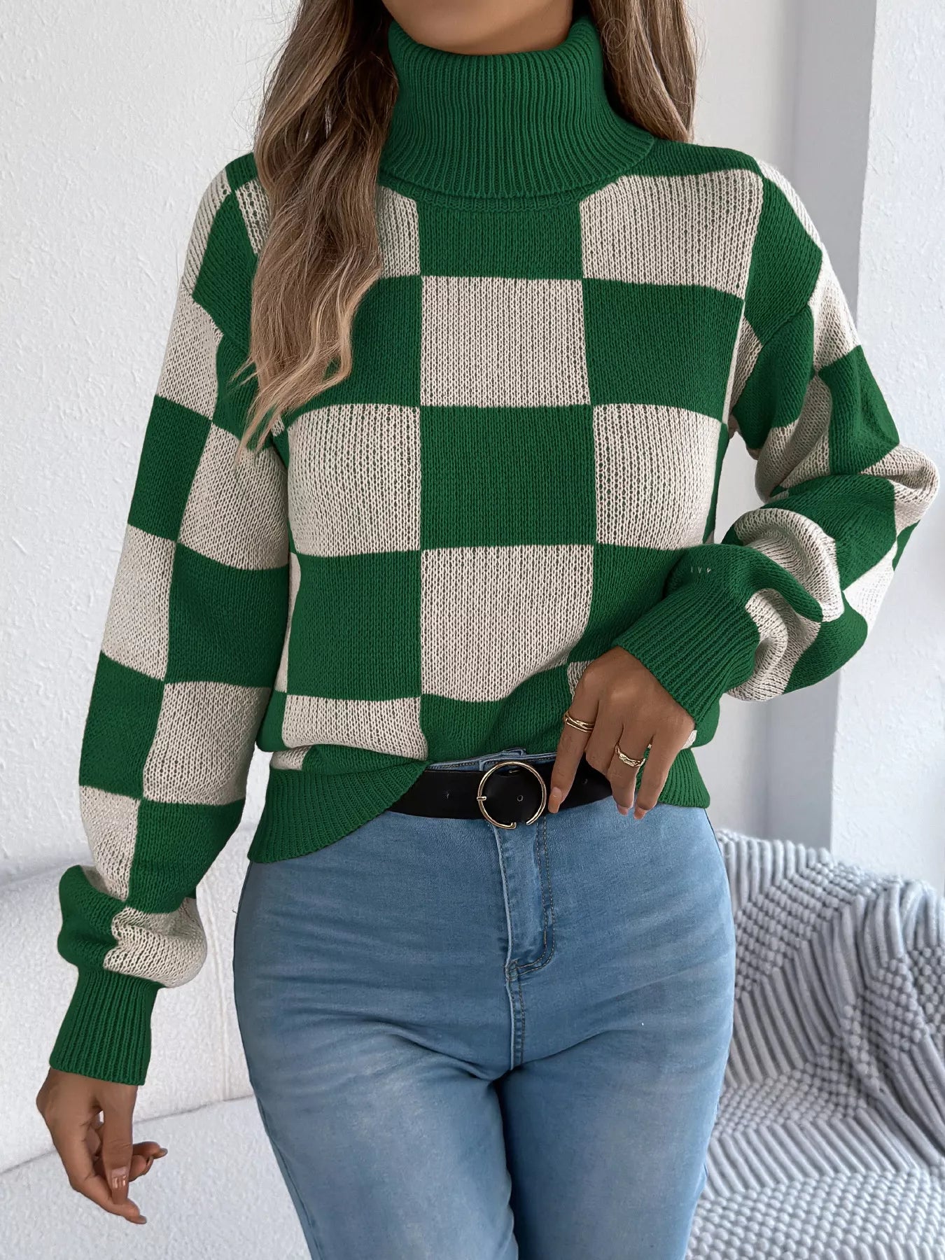 Checkered Turtleneck