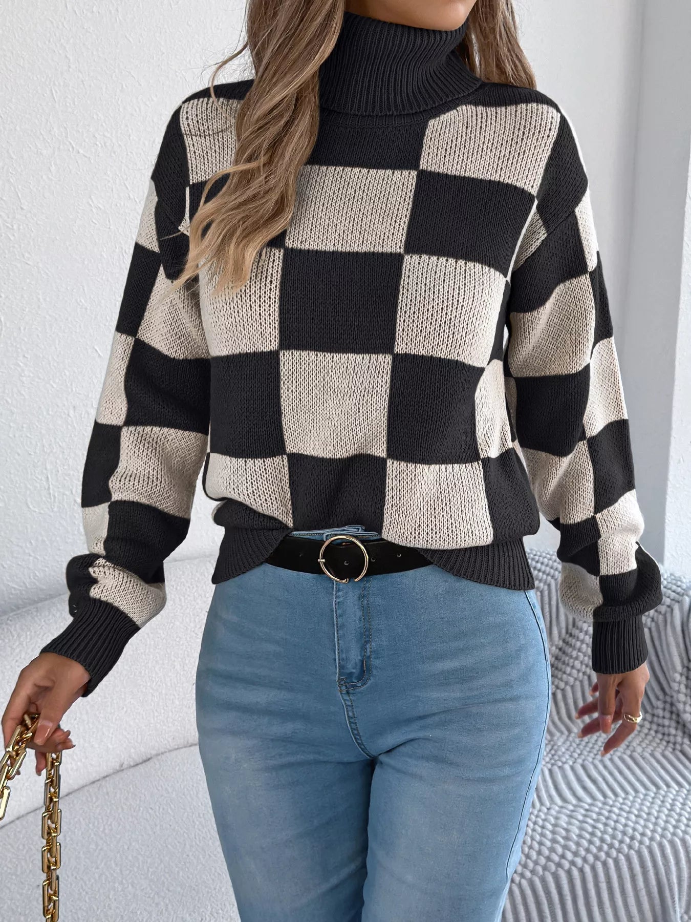 Checkered Turtleneck
