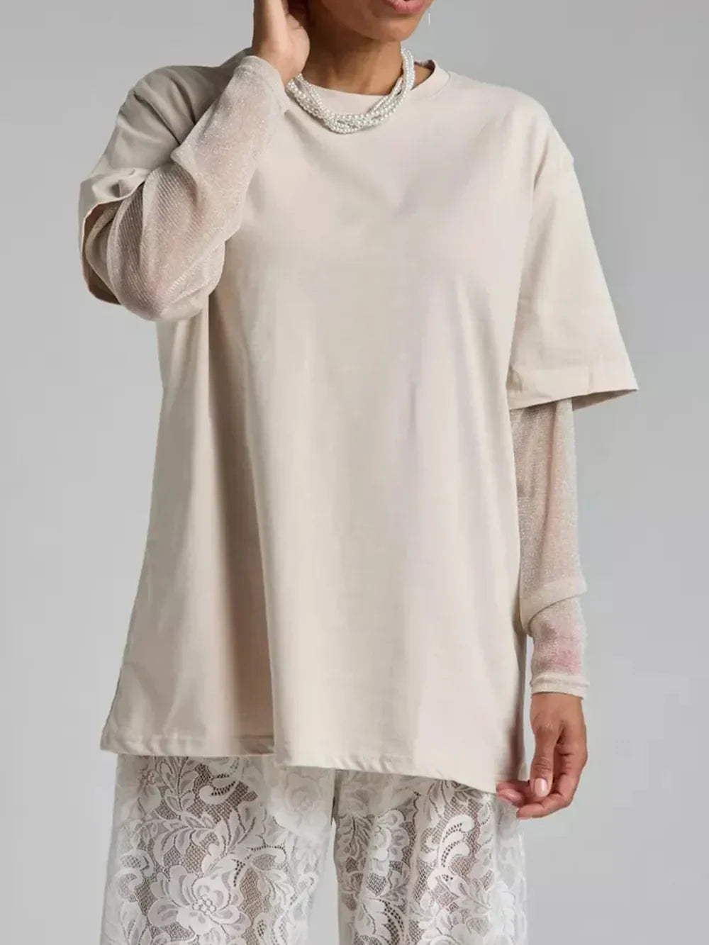Faux Layered Round Neck