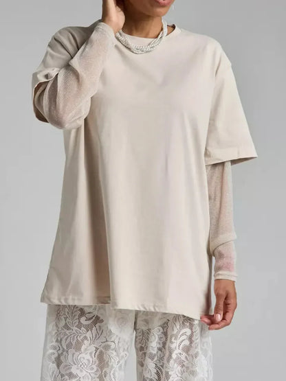Faux Layered Round Neck