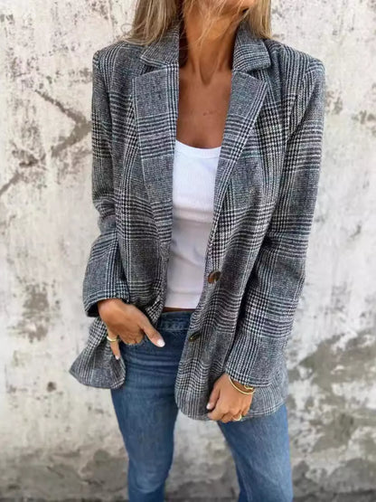 Full Size Plaid Blazer