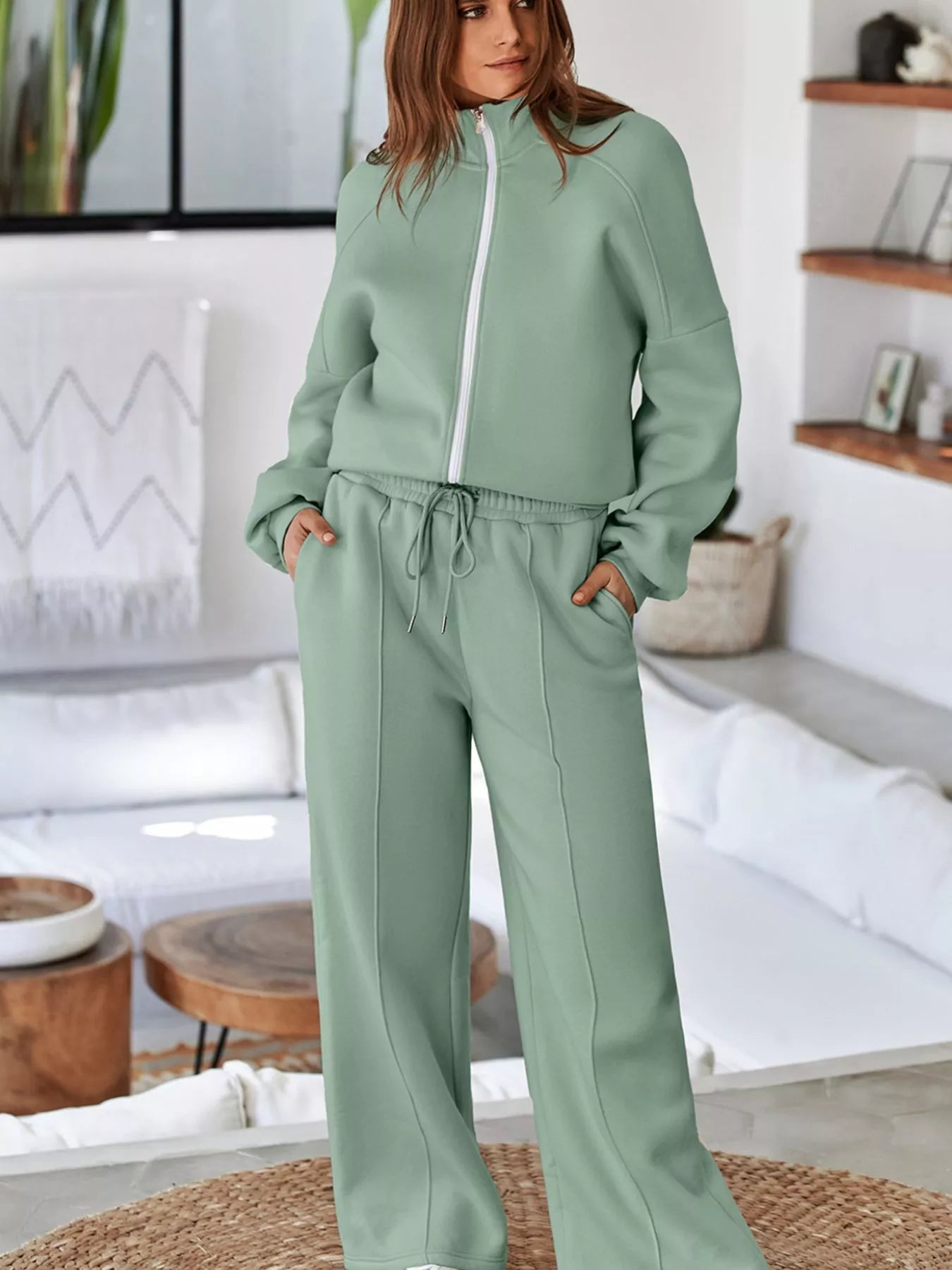 Drop Shoulder Zip Up Jacket