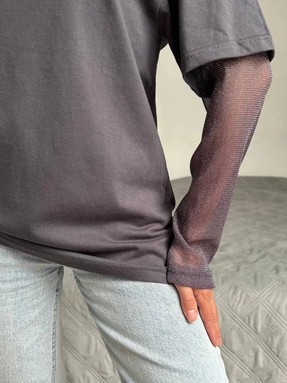 Faux Layered Round Neck