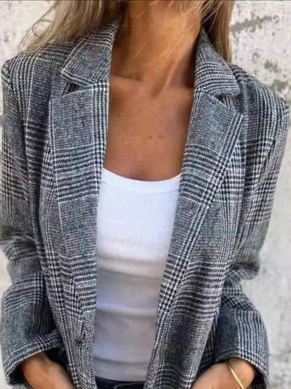 Full Size Plaid Blazerq