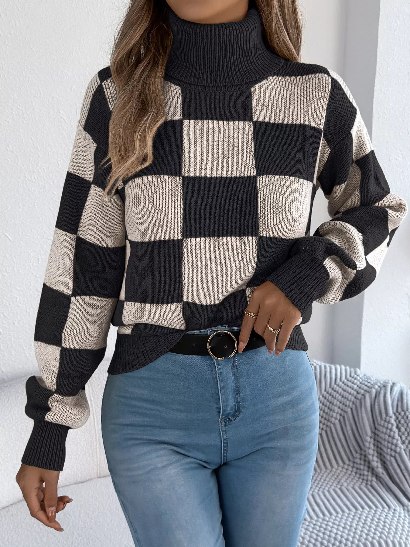 Checkered Turtleneck