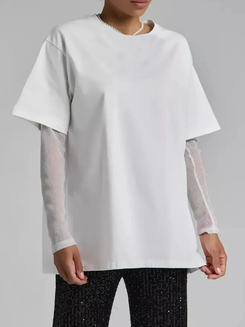 Faux Layered Round Neck