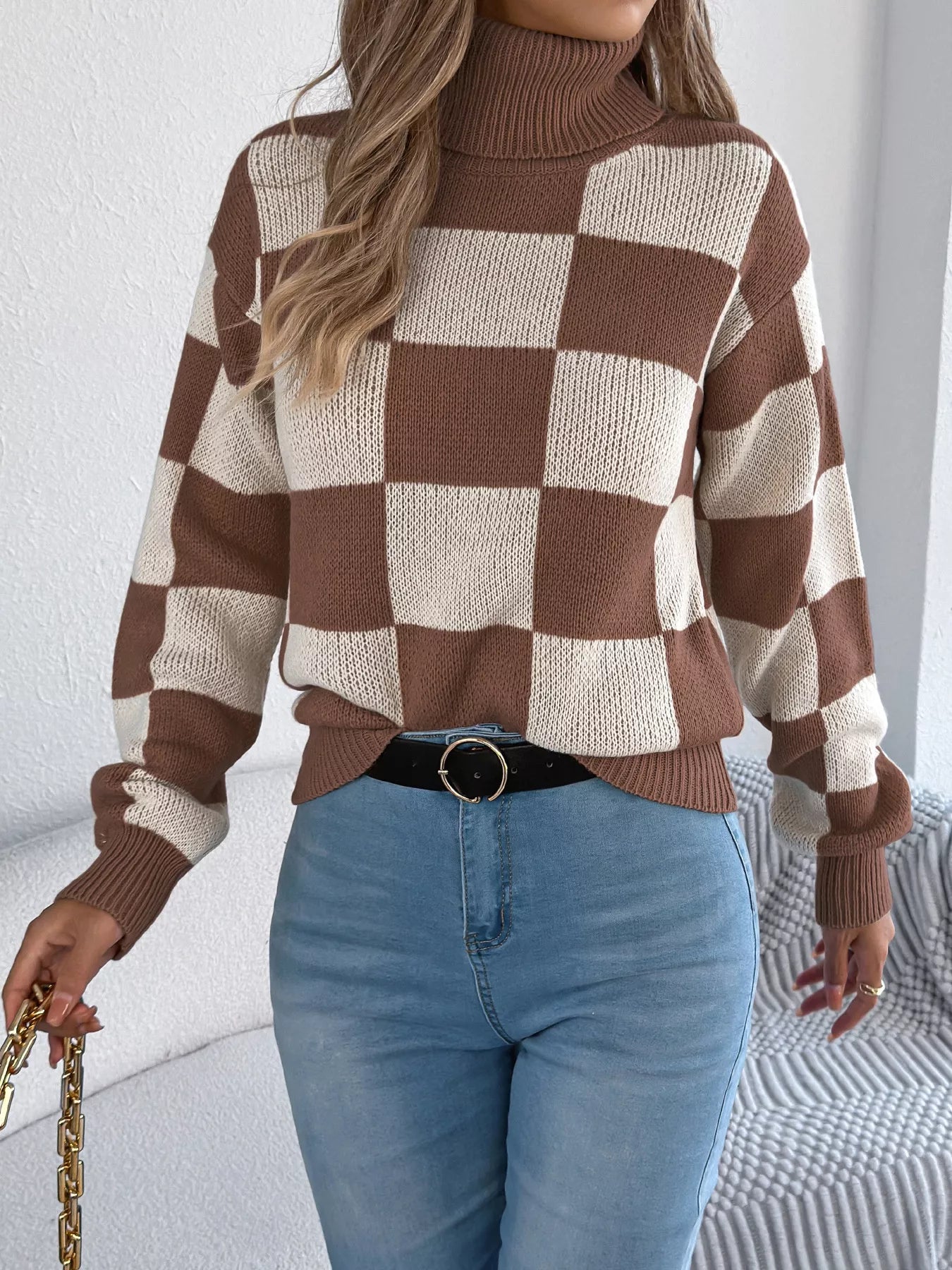 Checkered Turtleneck