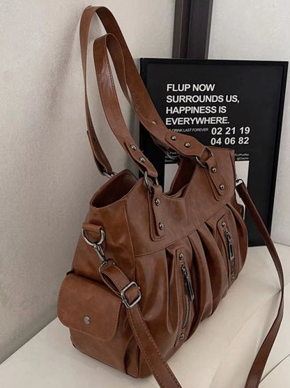 Ruched Leather Crossbody Bag