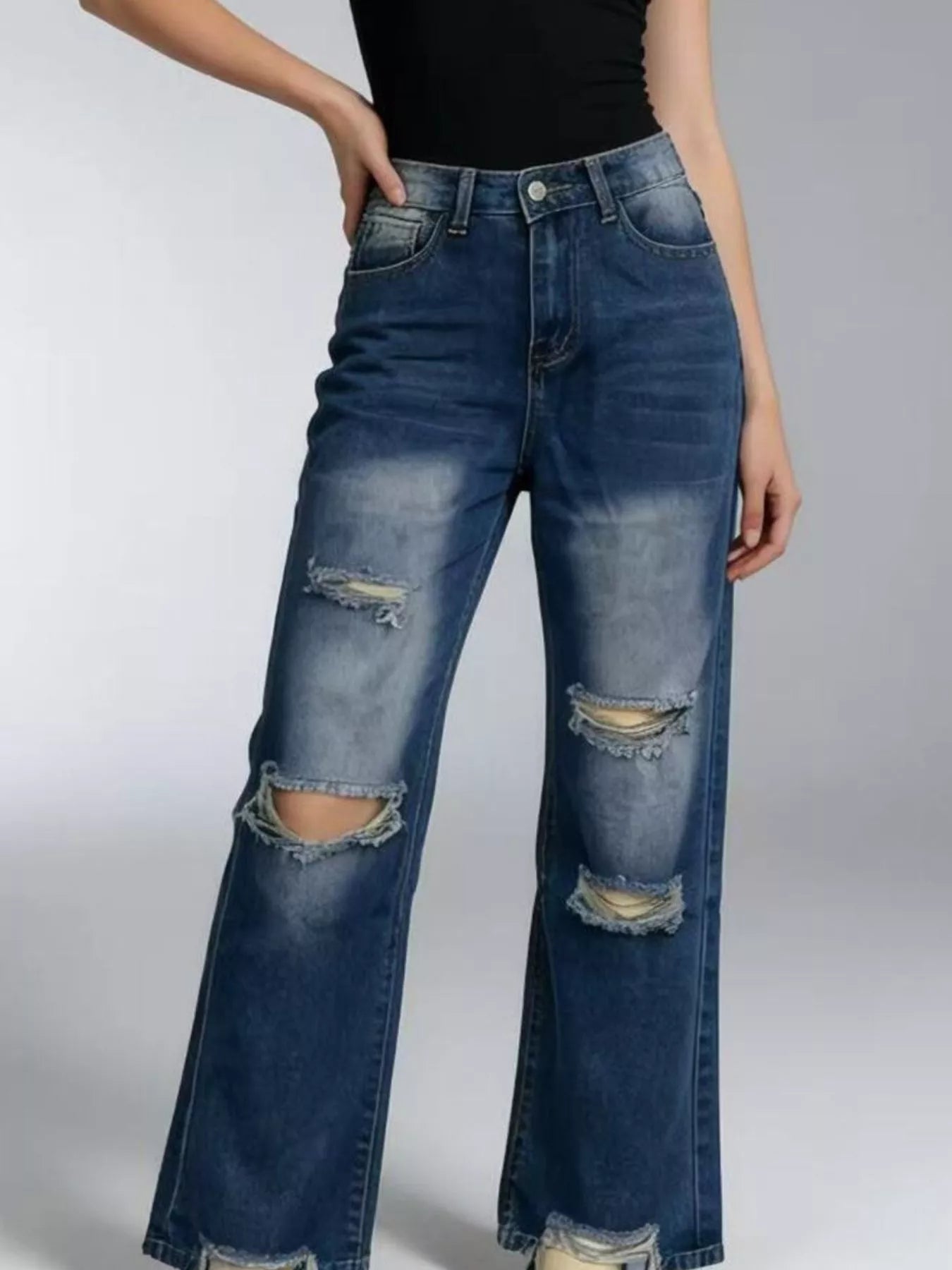 Distressed Wide Leg Jeans