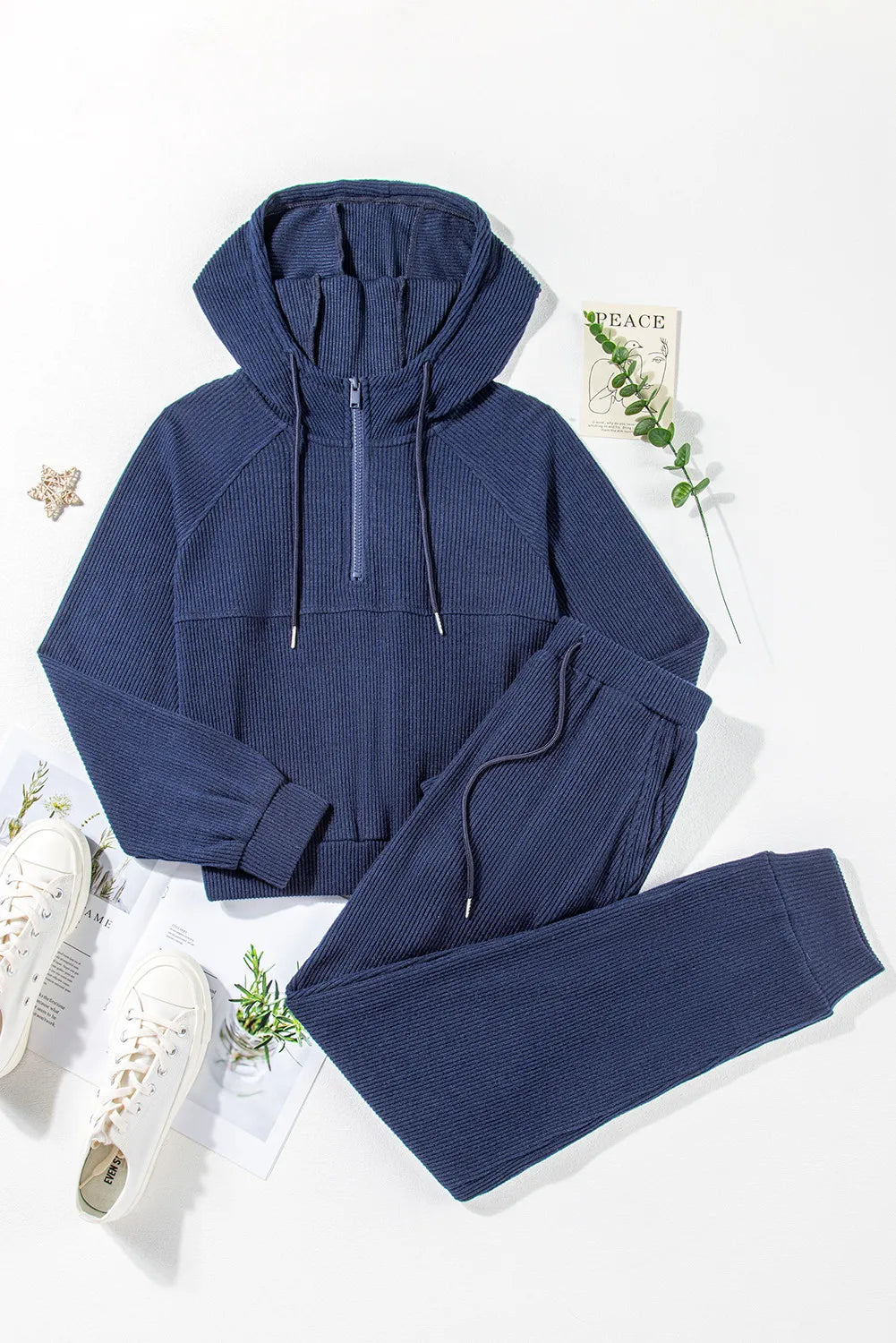 Drawstring Half Zip Hoodie