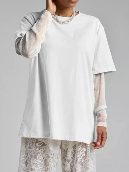 Faux Layered Round Neck