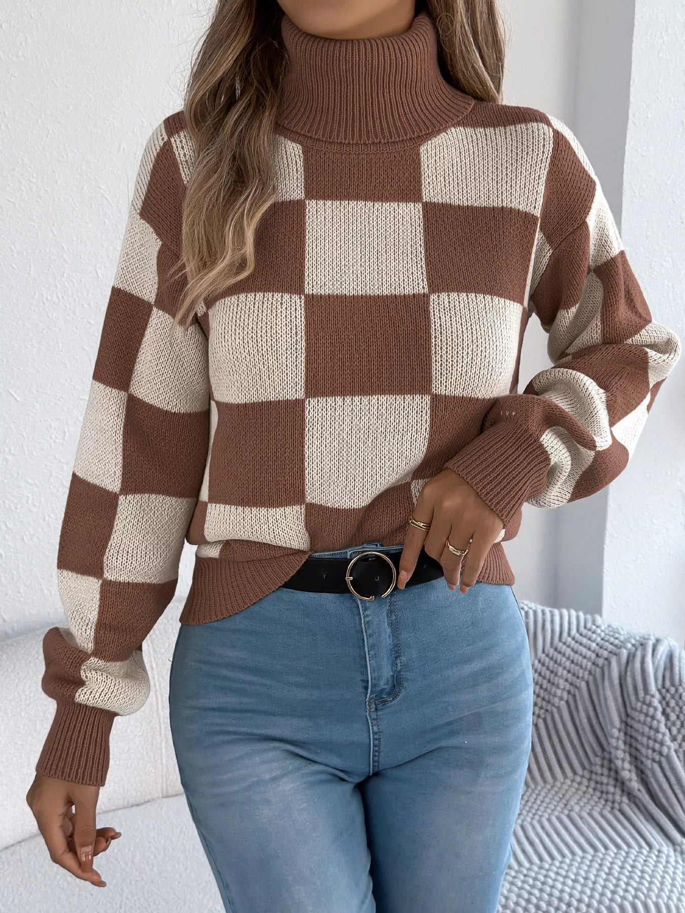 Checkered Turtleneck