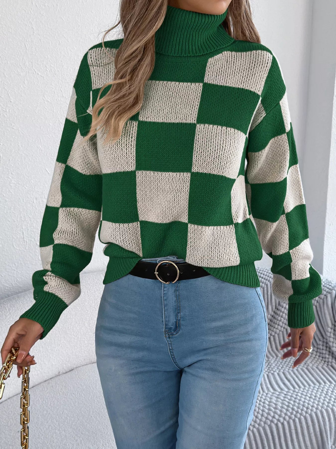 Checkered Turtleneck