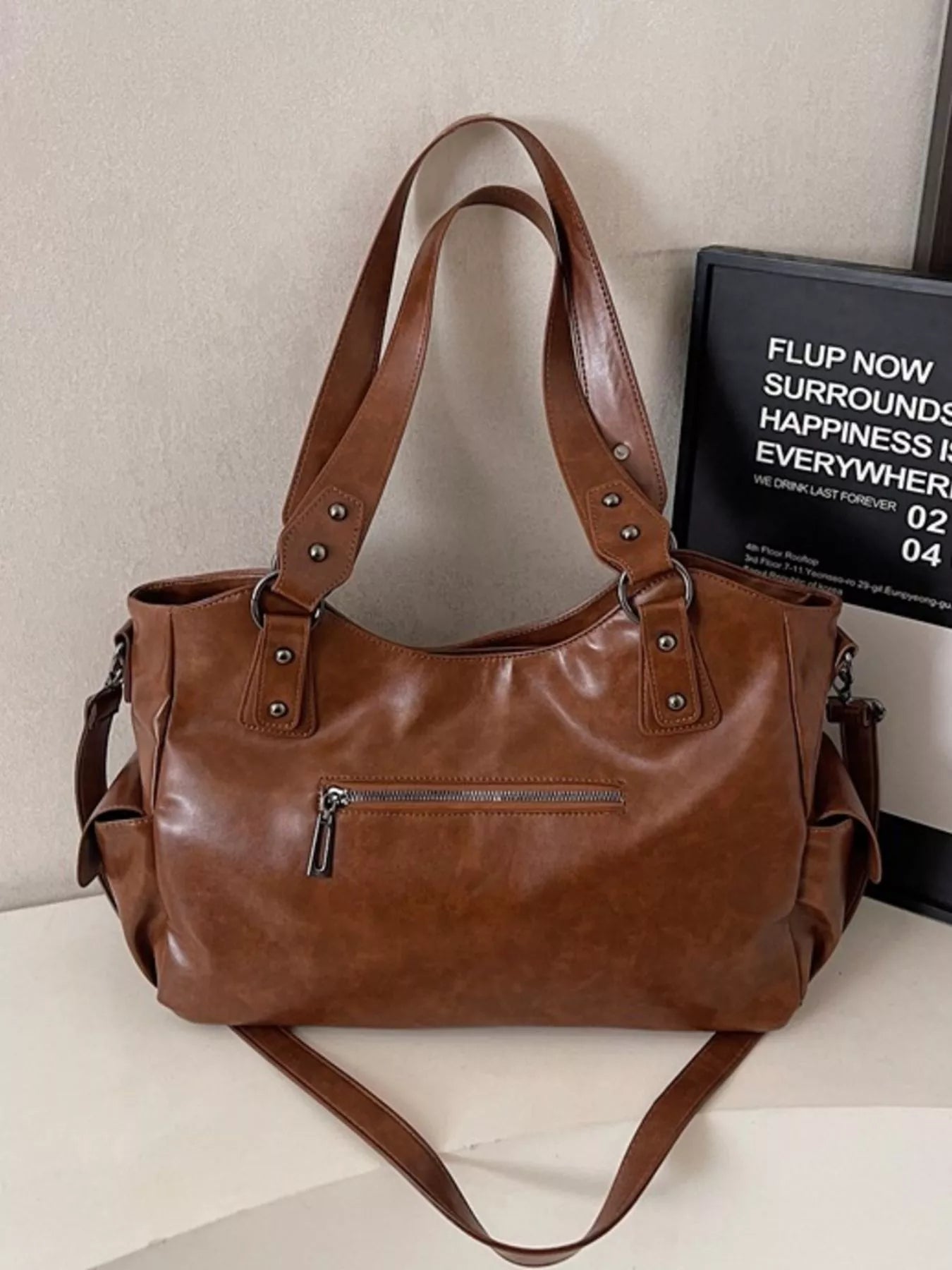 Ruched Leather Crossbody Bag