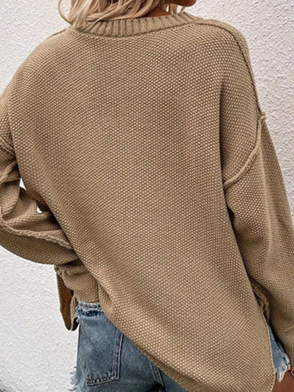Button Detail Long Sleeve Knit Top