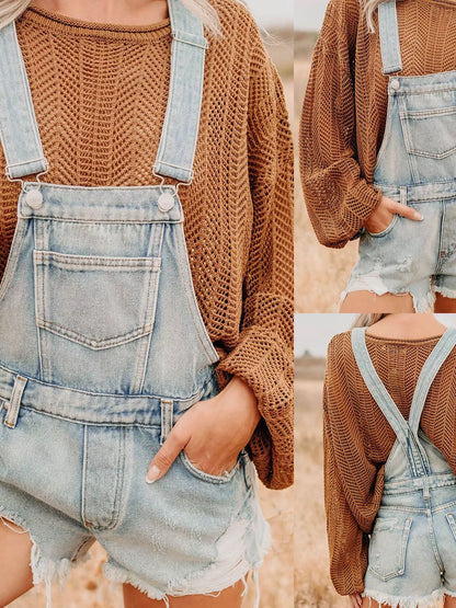 Distressed Denim Overalls