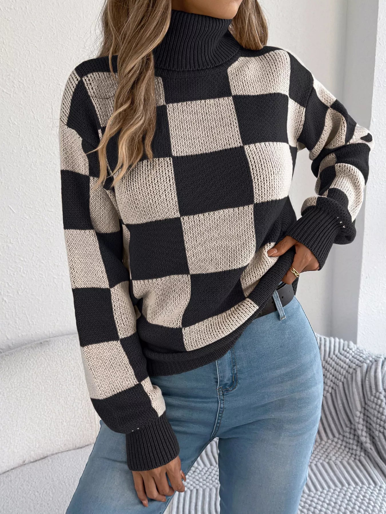 Checkered Turtleneck