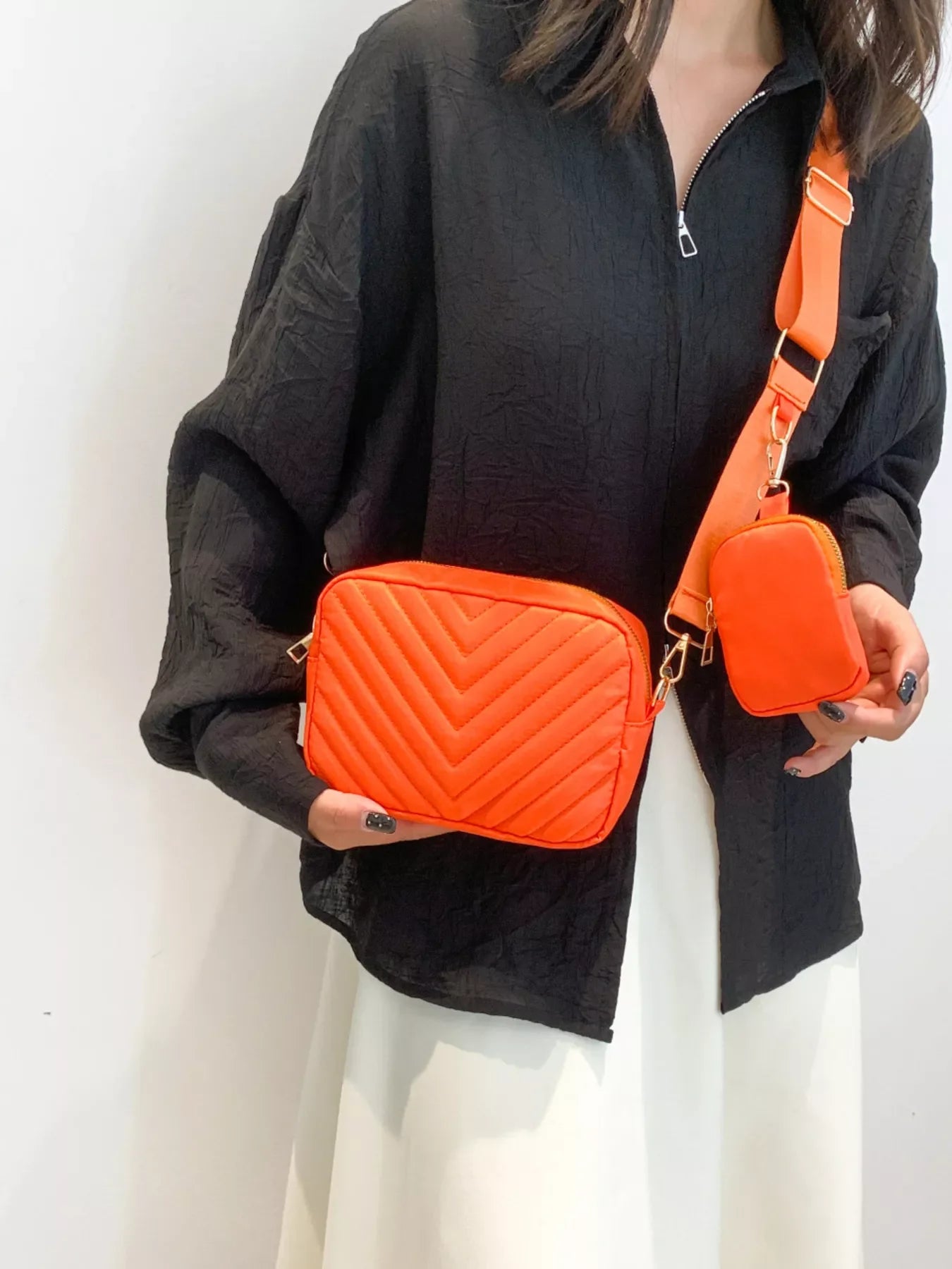 Chevron Quilted Crossbody Bag