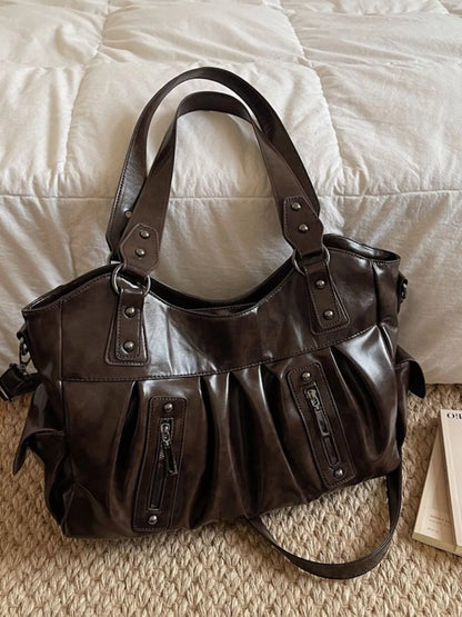 Ruched Leather Crossbody Bag
