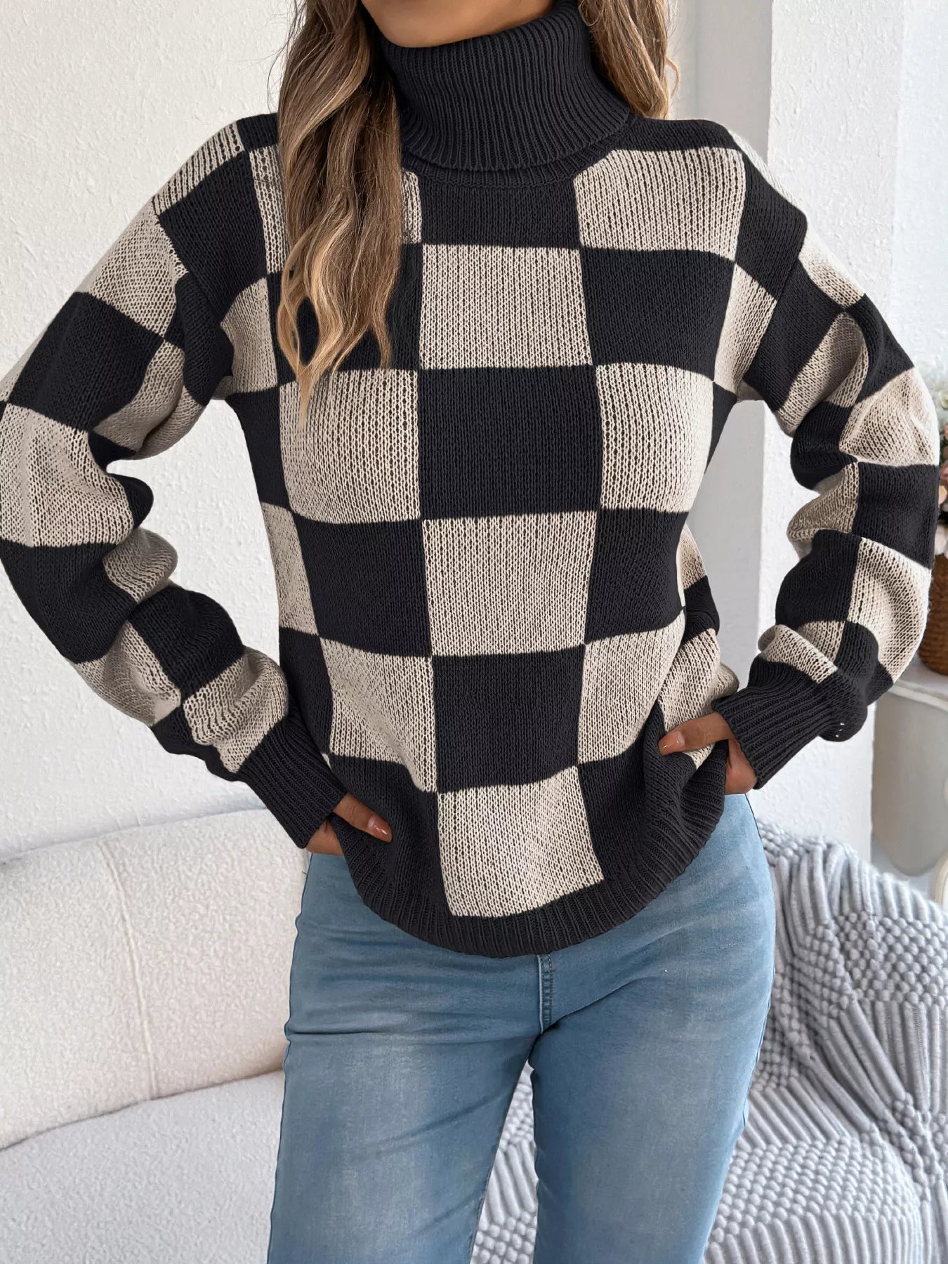 Checkered Turtleneck