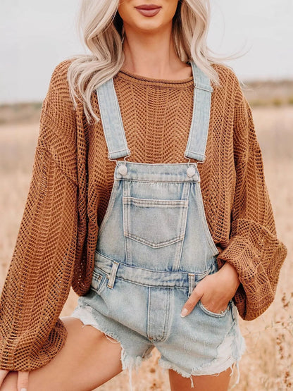 Distressed Denim Overalls
