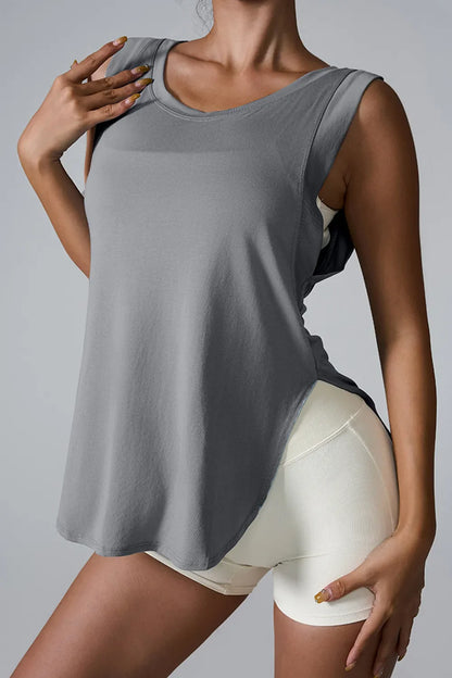Slit Round Neck