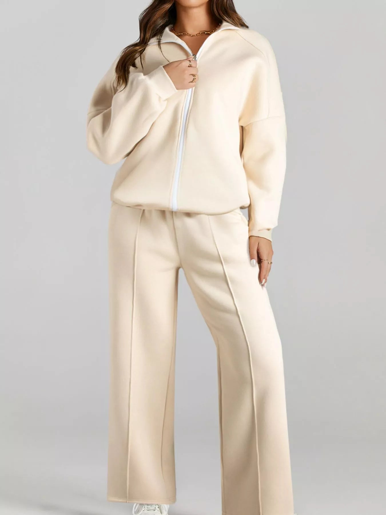 Drop Shoulder Zip Up Jacket
