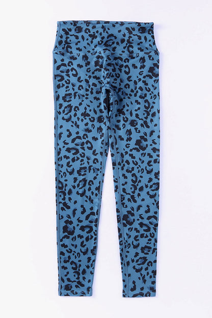 Leopard Print Wide Waistband Leggings - Casual Leggings for Women