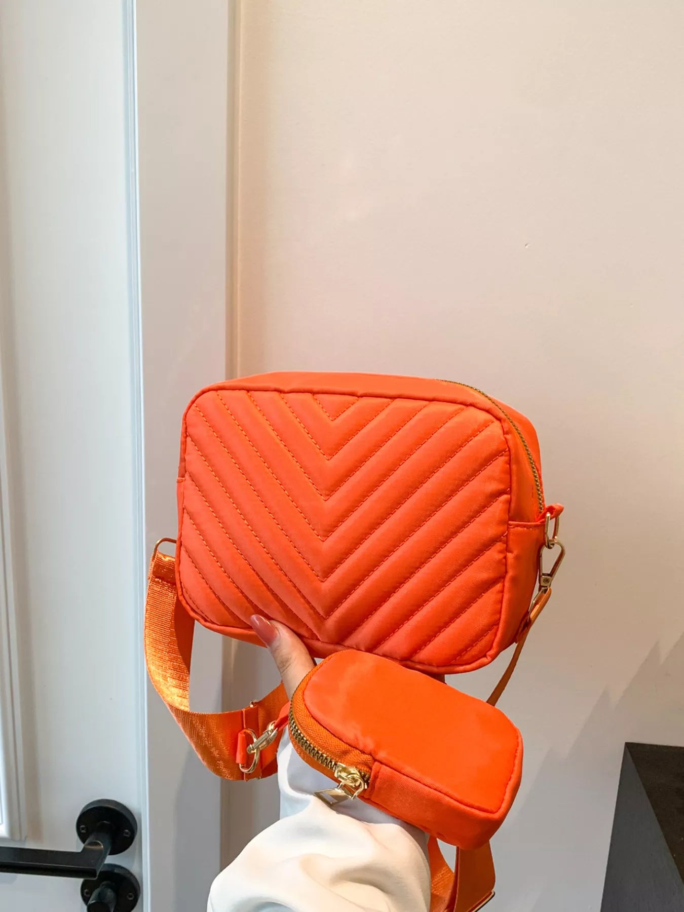 Chevron Quilted Crossbody Bag