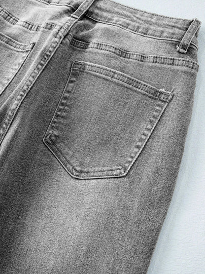 High Waist Wide Leg Washed Jeans