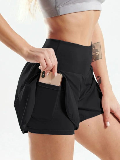 Pocketed High Waist Active Shorts - Comfortable & Stylish Workout Wear