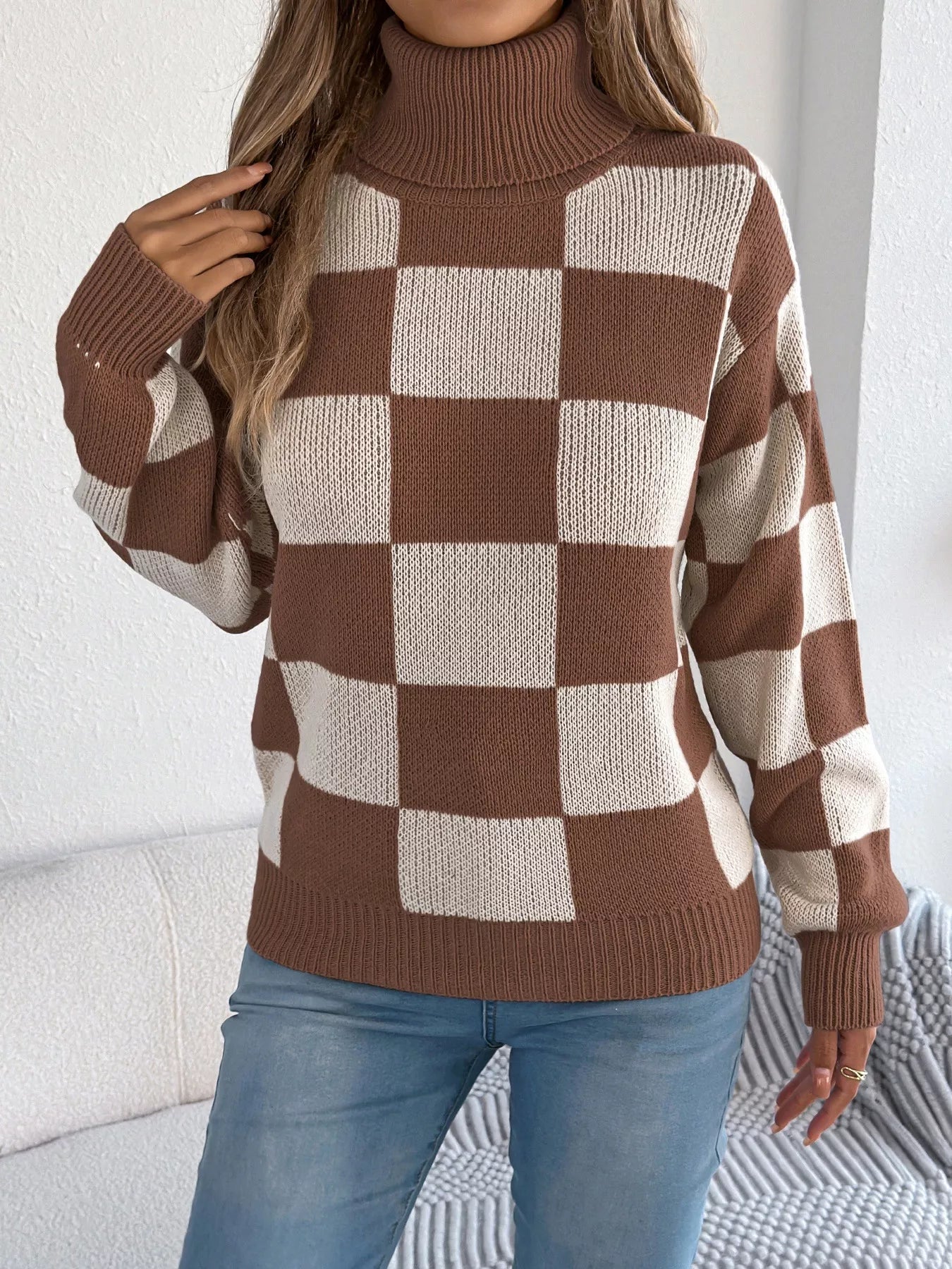 Checkered Turtleneck