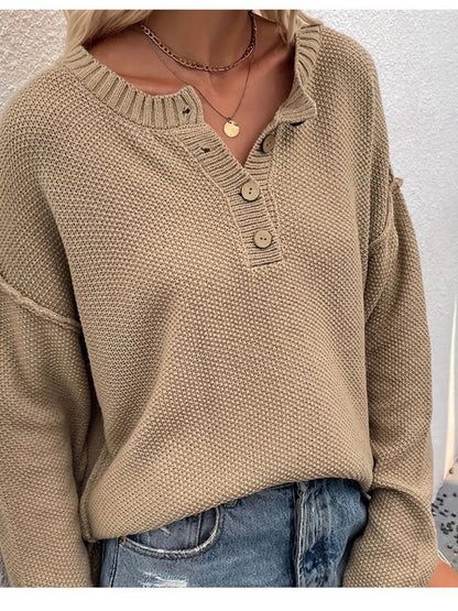 Button Detail Long Sleeve Knit Top