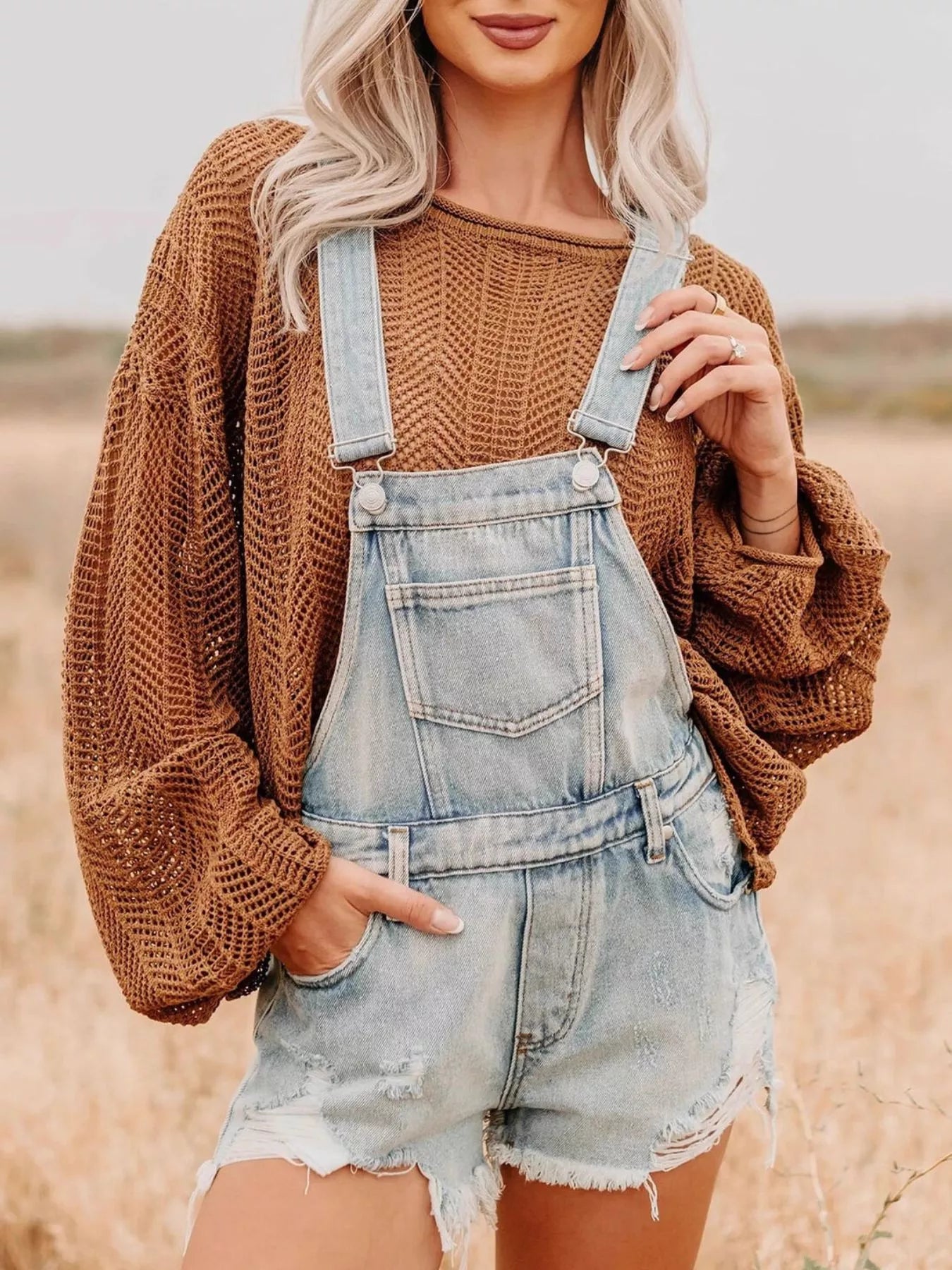 Distressed Denim Overalls