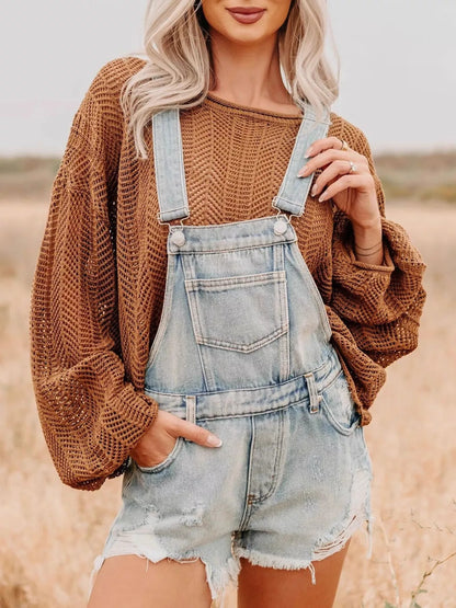 Distressed Denim Overalls