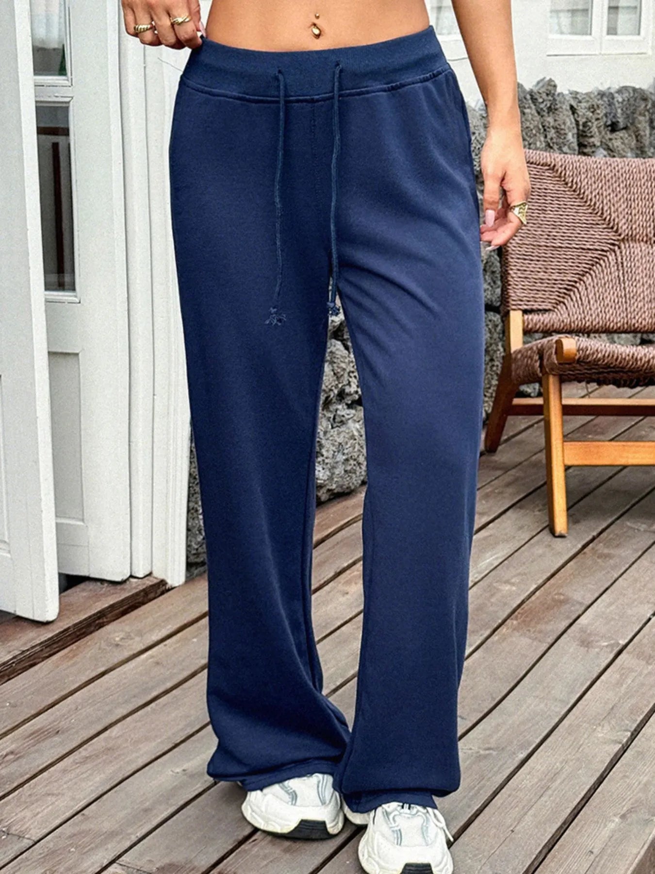Drawstring Wide Leg Pants