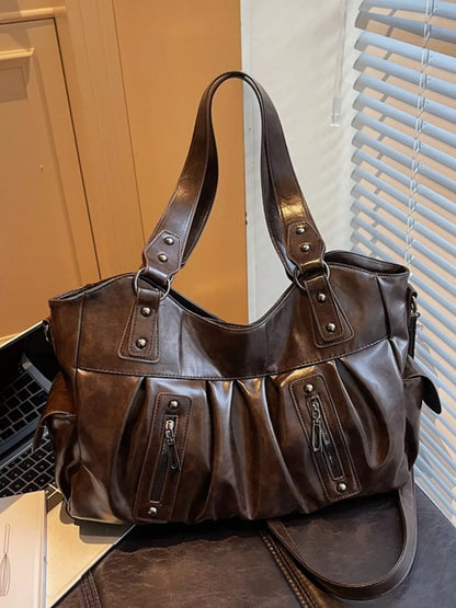 Ruched Leather Crossbody Bag